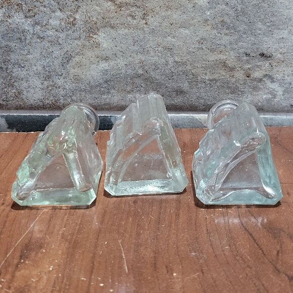 Vintage Clear Glass Collectible Bottles 3 Sided Set of 3 - Picture 7 of 12